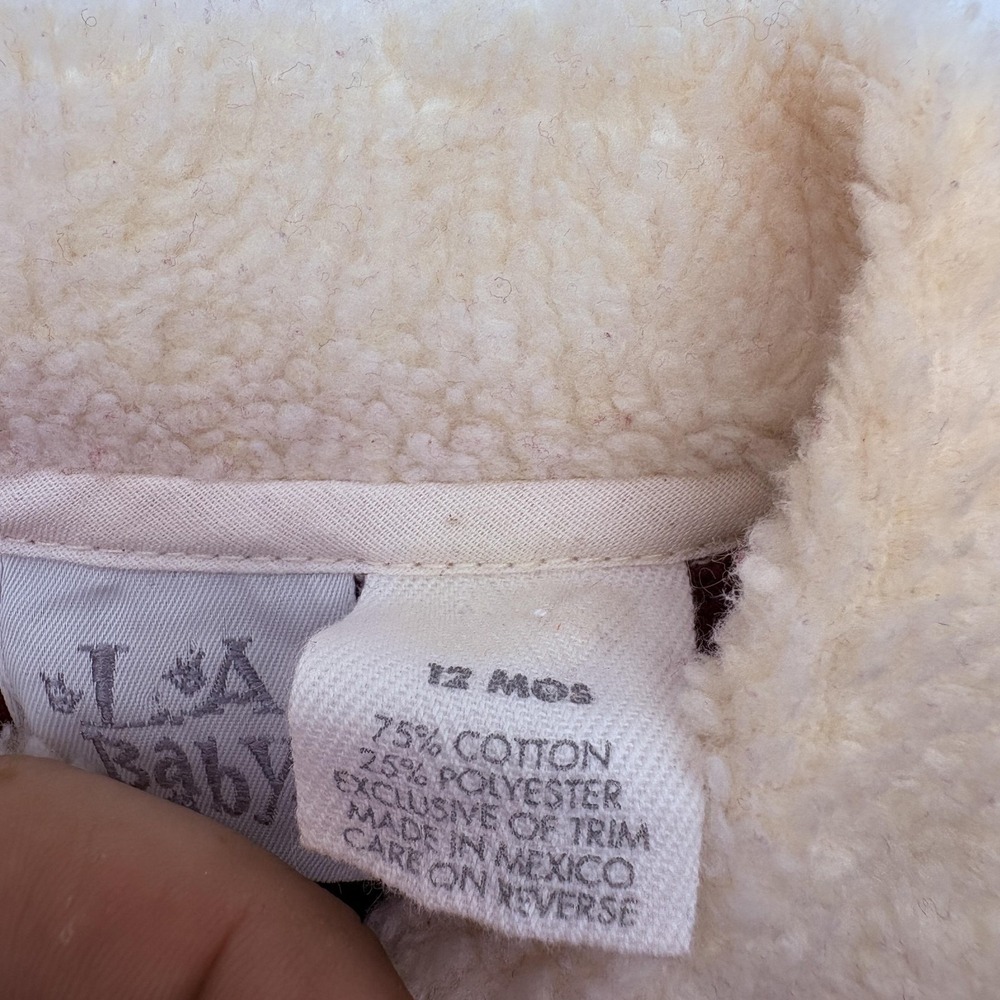 L.A. Baby Coverall Girls 12-18M Red Velour Sherpa Collar Cuffs One Piece Winter - Picture 4 of 4
